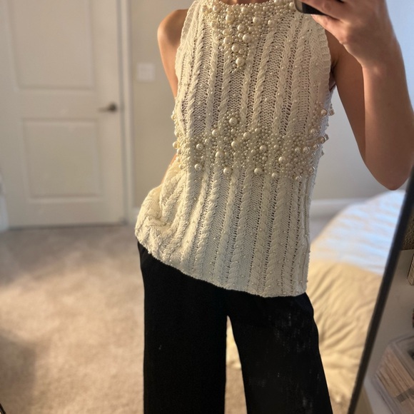 Zara top knit pearls Sz S - Picture 1 of 4